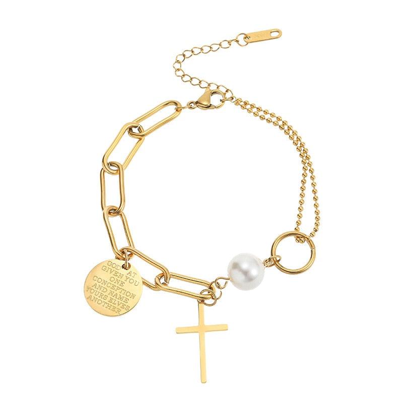 Armband Kreuze & Sterne Gold Geschenke für Frauen - Miseru