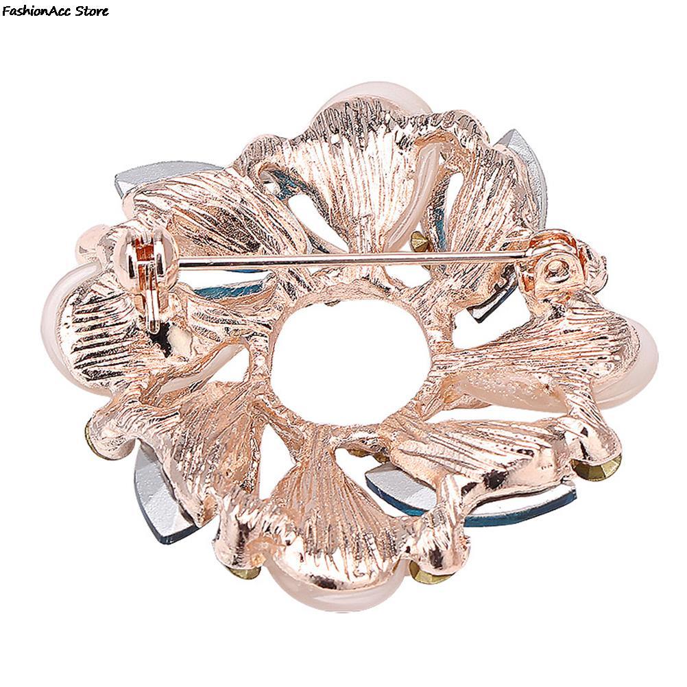 Damen Modeschmuck Bauhinia Kristall Brosche für Schal Schnalle Bekleidungszubehör Blumen Opal Broschen - Miseru