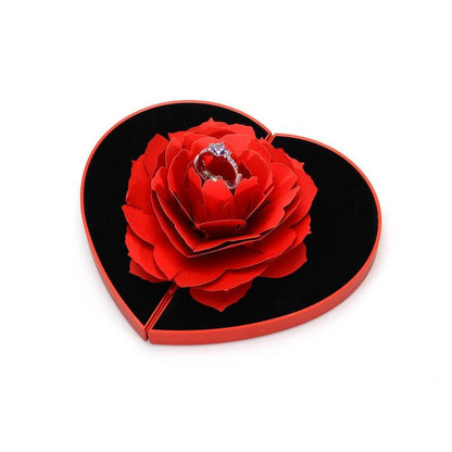 Herz-shaped Rose Blume Rotierenden Ring Box - Miseru