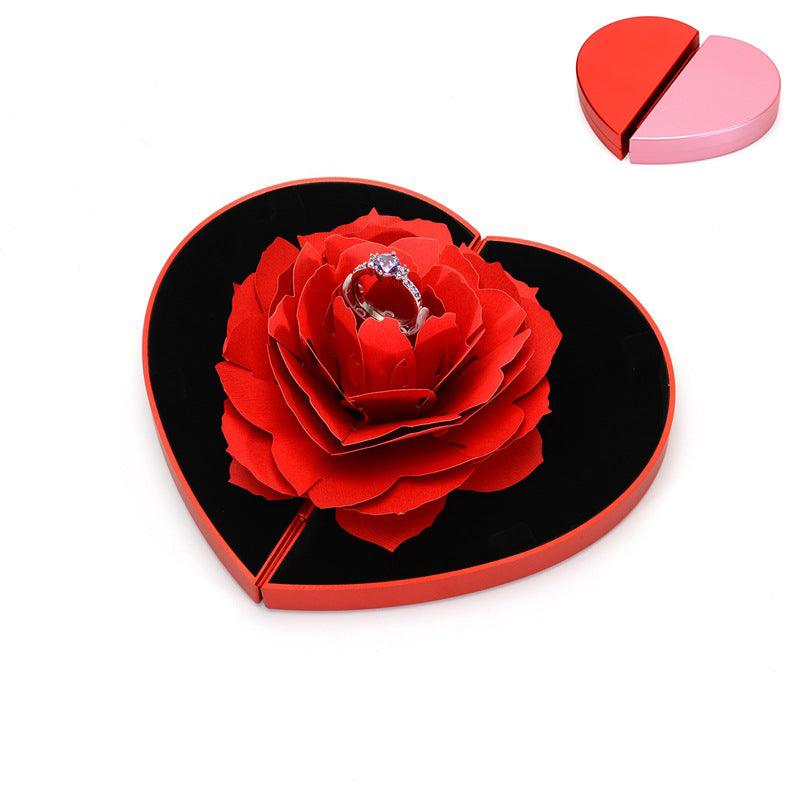 Herz-shaped Rose Blume Rotierenden Ring Box - Miseru