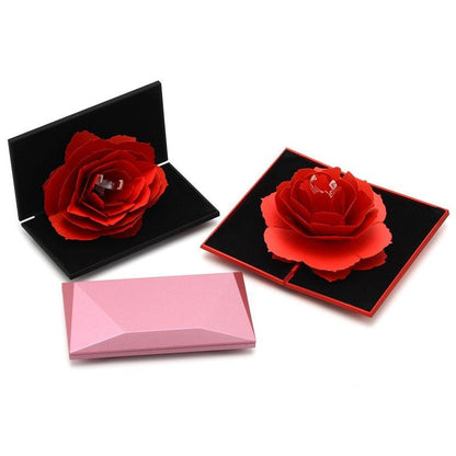 Herz-shaped Rose Blume Rotierenden Ring Box - Miseru