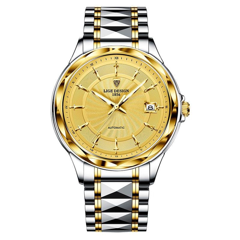 LIGE |Mens Automatische Mechanische Uhren Luxus Marke Business Wolfram Stahl Wasserdichte Armbanduhr Männer Mode Uhr reloj hombre - Miseru