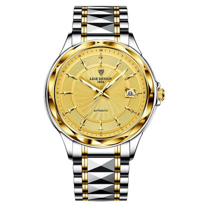 LIGE |Mens Automatische Mechanische Uhren Luxus Marke Business Wolfram Stahl Wasserdichte Armbanduhr Männer Mode Uhr reloj hombre - Miseru