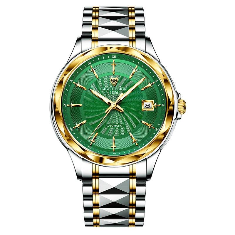 LIGE |Mens Automatische Mechanische Uhren Luxus Marke Business Wolfram Stahl Wasserdichte Armbanduhr Männer Mode Uhr reloj hombre - Miseru