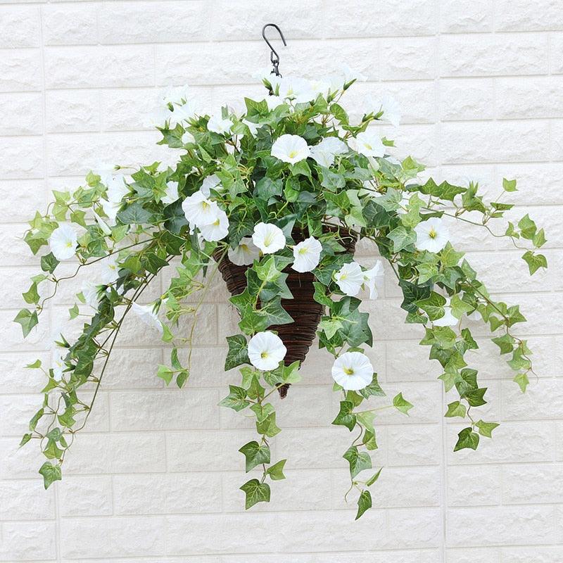 Hängende Kunstseide Morning Glory Imitation Flower Vine Wedding Garden Decor Fake Plant Vibrant Color Flower Wall Decor - Miseru