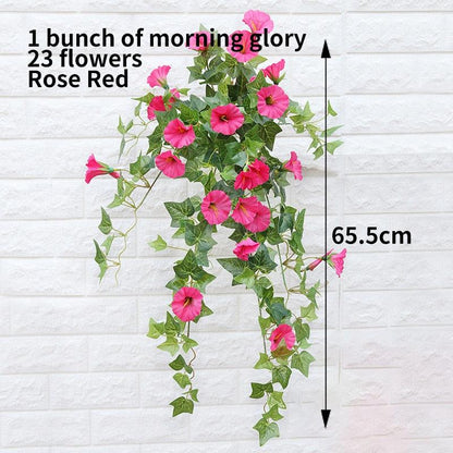 Hängende Kunstseide Morning Glory Imitation Flower Vine Wedding Garden Decor Fake Plant Vibrant Color Flower Wall Decor - Miseru