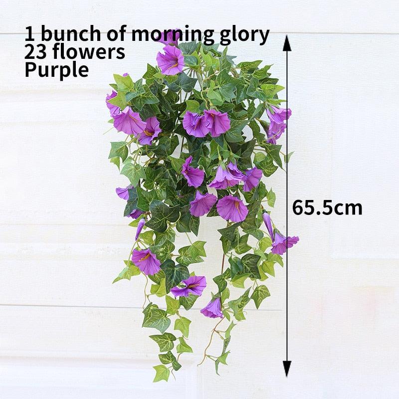 Hängende Kunstseide Morning Glory Imitation Flower Vine Wedding Garden Decor Fake Plant Vibrant Color Flower Wall Decor - Miseru