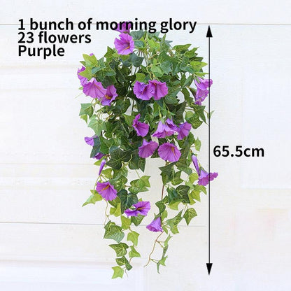 Hängende Kunstseide Morning Glory Imitation Flower Vine Wedding Garden Decor Fake Plant Vibrant Color Flower Wall Decor - Miseru