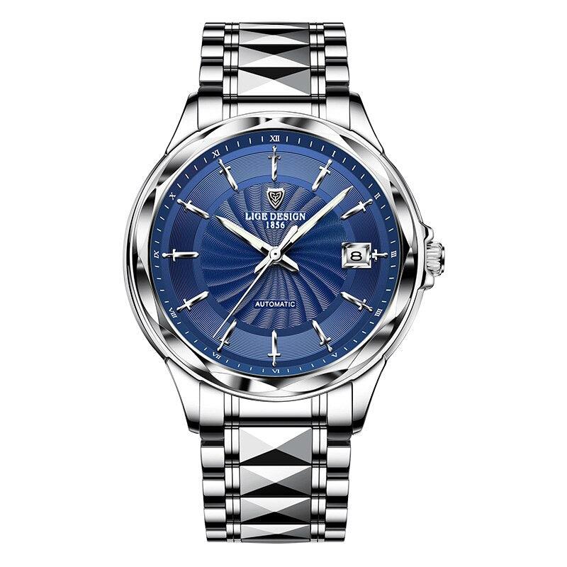 LIGE |Mens Automatische Mechanische Uhren Luxus Marke Business Wolfram Stahl Wasserdichte Armbanduhr Männer Mode Uhr reloj hombre - Miseru