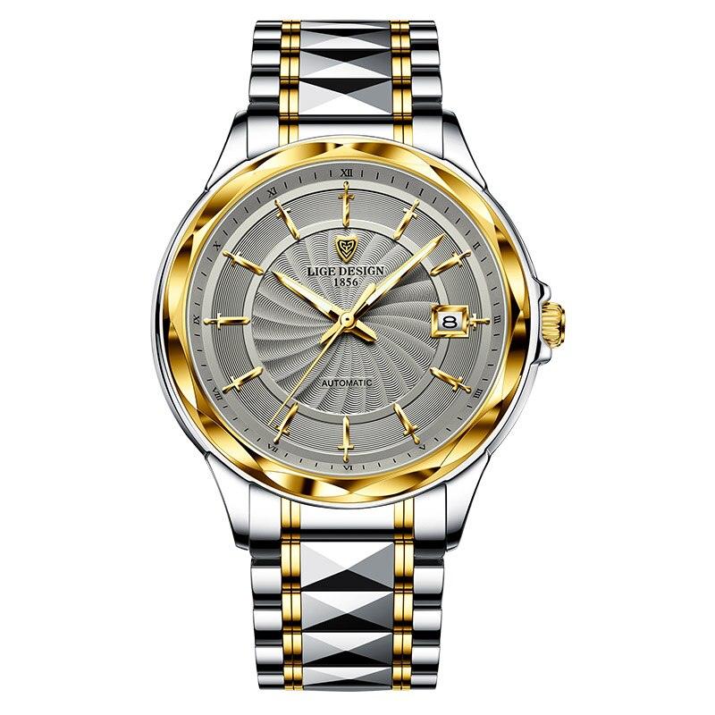 LIGE |Mens Automatische Mechanische Uhren Luxus Marke Business Wolfram Stahl Wasserdichte Armbanduhr Männer Mode Uhr reloj hombre - Miseru