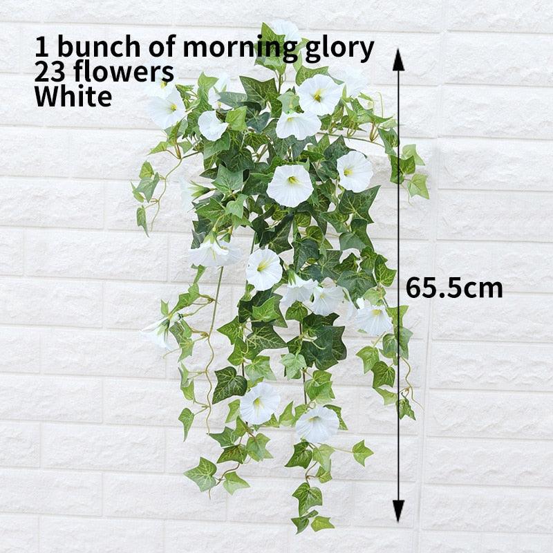 Hängende Kunstseide Morning Glory Imitation Flower Vine Wedding Garden Decor Fake Plant Vibrant Color Flower Wall Decor - Miseru