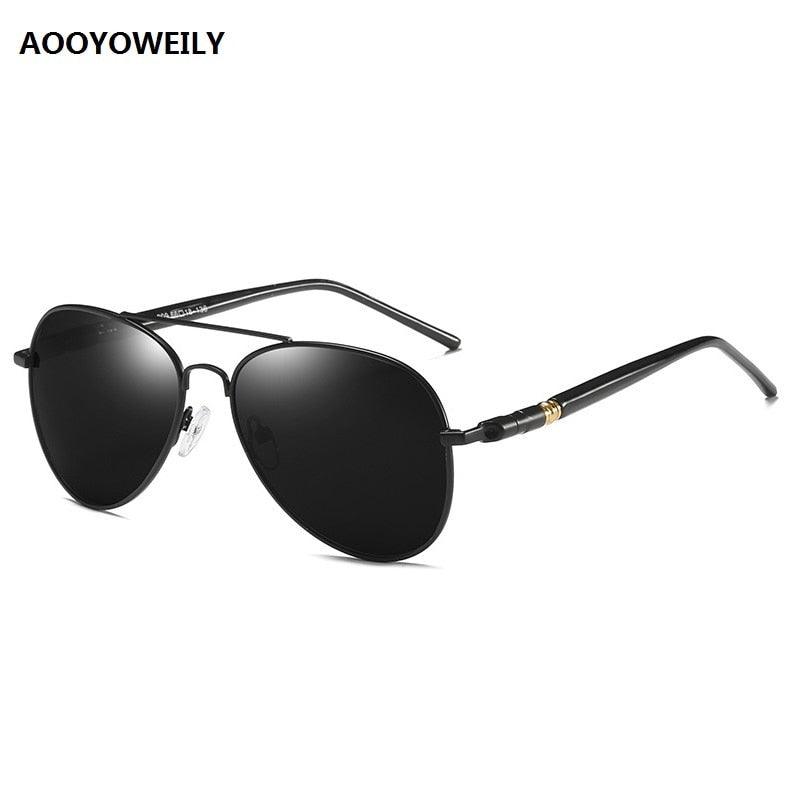 Männlich Vintage Schwarz Pilot Sonnenbrille - Miseru