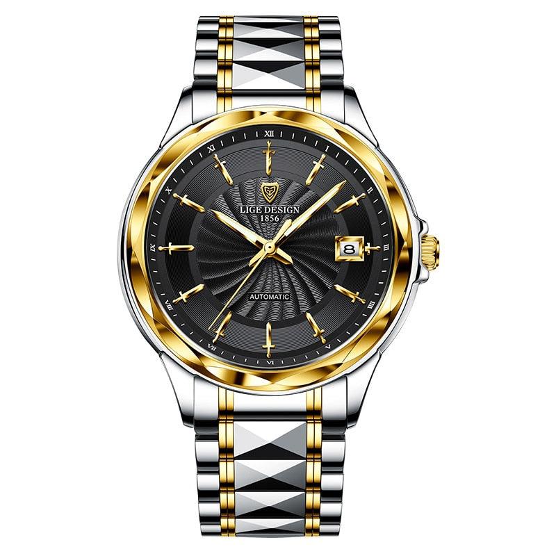 LIGE |Mens Automatische Mechanische Uhren Luxus Marke Business Wolfram Stahl Wasserdichte Armbanduhr Männer Mode Uhr reloj hombre - Miseru