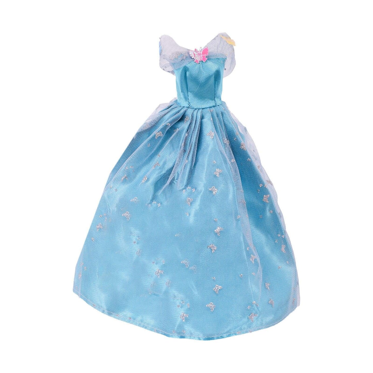 Fünfteiliger Anzug (1 Kleidungsstück + 4 Schmuckaccessoires) Elegantes blaues Abendkleid, geeignet für 30 cm große Barbies-Puppe - Miseru