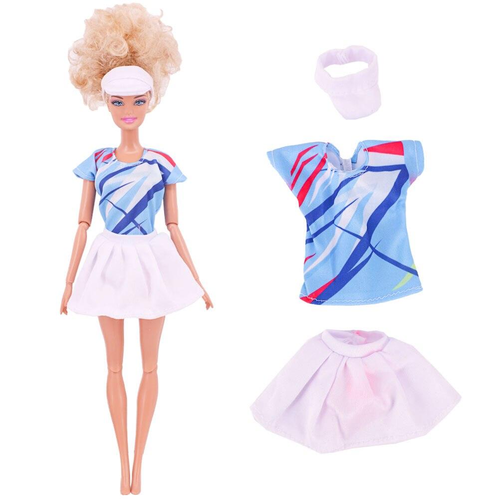 Fünfteiliger Anzug (1 Kleidungsstück + 4 Schmuckaccessoires) Elegantes blaues Abendkleid, geeignet für 30 cm große Barbies-Puppe - Miseru