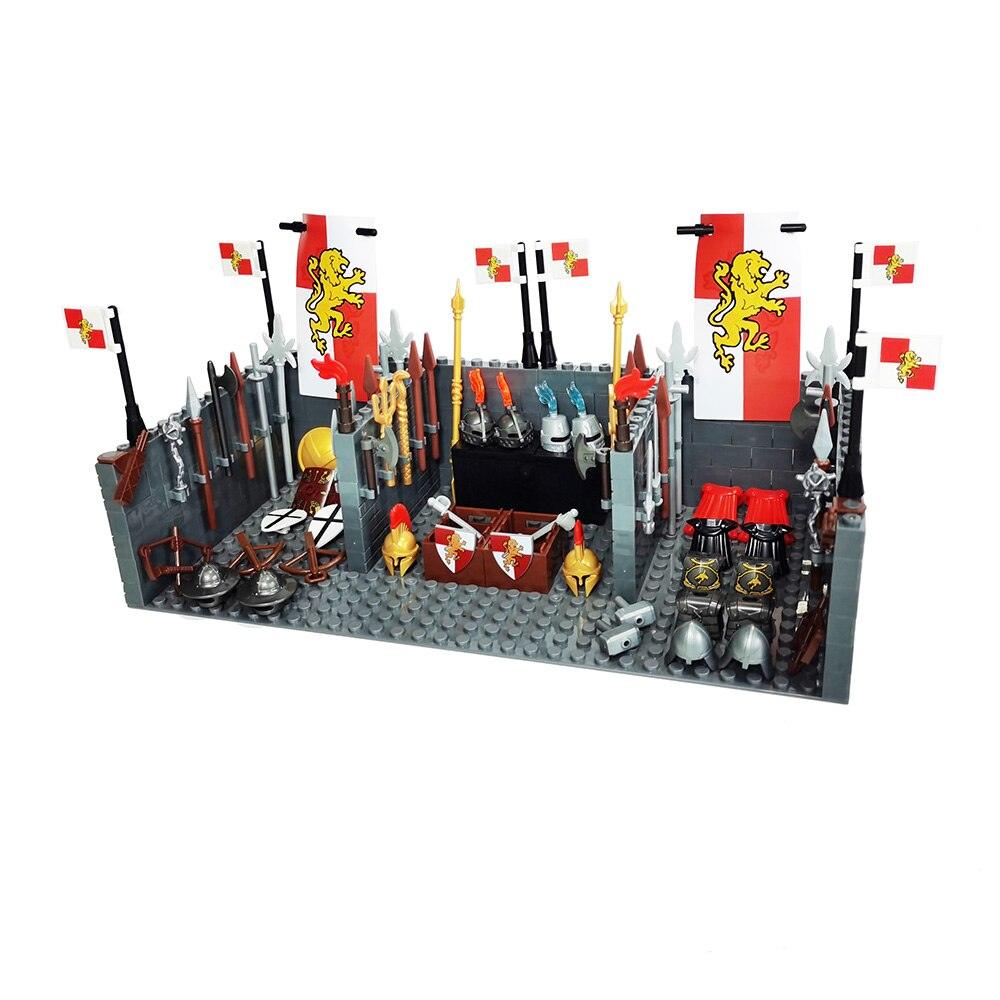 LEGO | Mittelalter Militär Ritter Waffen Haus Baustein Spielzeug Jungen Arsenal Klassischer Ziegel Mittelalterliches Waffendepot Geburtstagsgeschenk - Miseru