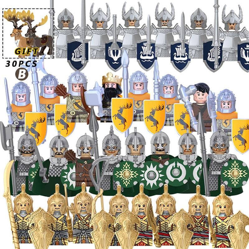 LEGO | Passendes Set mittelalterliche Ritter, Militär, Elfe, Soldat, Kriegspferd, Dickhornhirsch, Block, Spielzeug für Kinder - Miseru