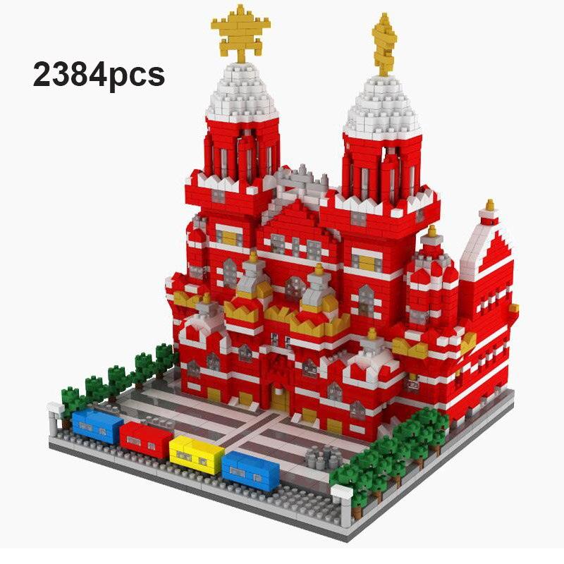 LEGO | Stadtarchitektur Freiheitsstatue Big Ben Eiffelturm Mikro-Bausteinpaar Moskau London Kathedrale Diamant-Konstruktionsspielzeug - Miseru