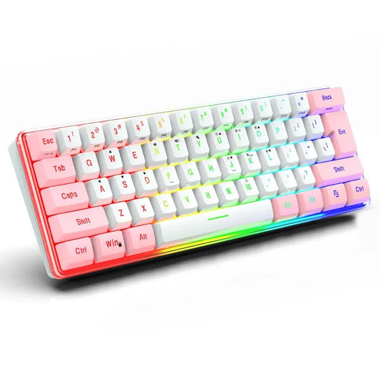 Kabelgebundene Gaming-Tastatur, Computertastaturen, 61 Tasten, Hintergrundbeleuchtung, ergonomischer USB, für PC, Laptop, abnehmbares Kabel, Bürozubehör