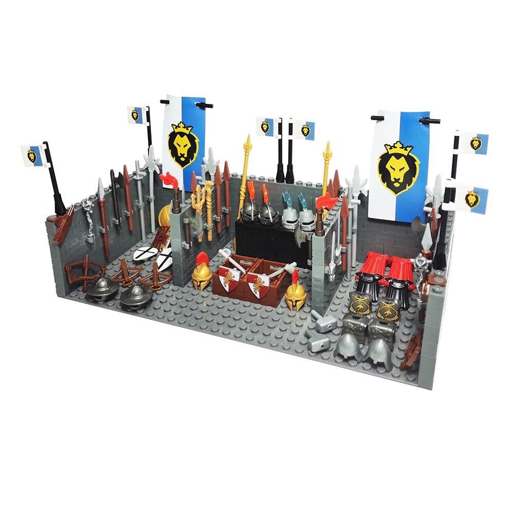 LEGO | Mittelalter Militär Ritter Waffen Haus Baustein Spielzeug Jungen Arsenal Klassischer Ziegel Mittelalterliches Waffendepot Geburtstagsgeschenk - Miseru