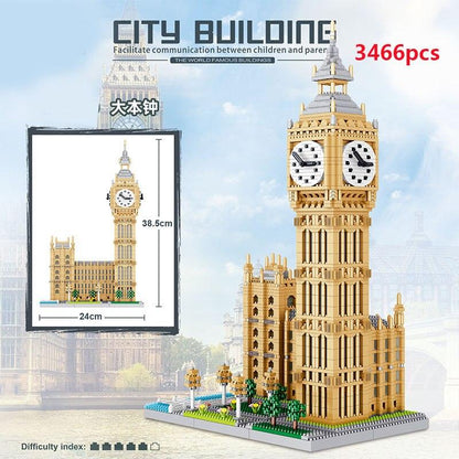 LEGO | Stadtarchitektur Freiheitsstatue Big Ben Eiffelturm Mikro-Bausteinpaar Moskau London Kathedrale Diamant-Konstruktionsspielzeug - Miseru