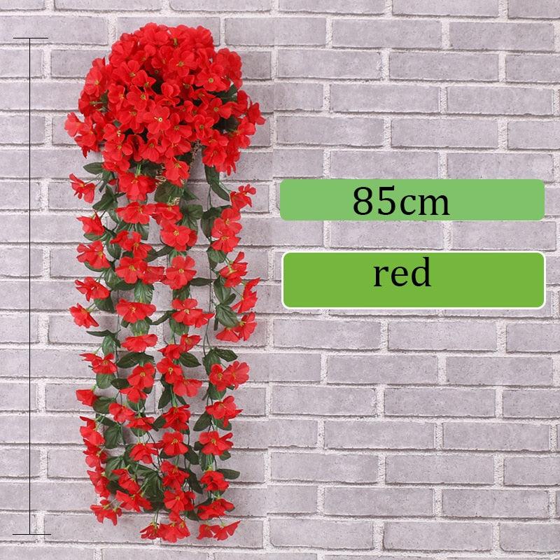 Hängende Kunstseide Morning Glory Imitation Flower Vine Wedding Garden Decor Fake Plant Vibrant Color Flower Wall Decor - Miseru