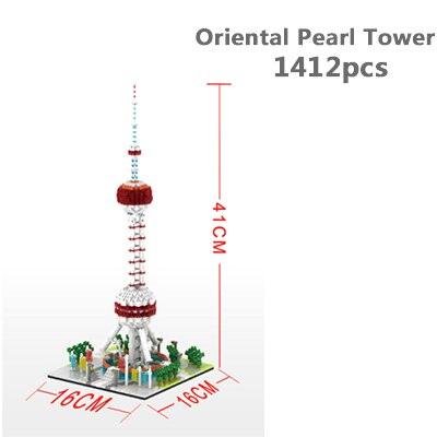 LEGO | Stadtarchitektur Freiheitsstatue Big Ben Eiffelturm Mikro-Bausteinpaar Moskau London Kathedrale Diamant-Konstruktionsspielzeug - Miseru