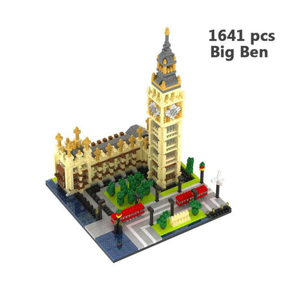 LEGO | Stadtarchitektur Freiheitsstatue Big Ben Eiffelturm Mikro-Bausteinpaar Moskau London Kathedrale Diamant-Konstruktionsspielzeug - Miseru