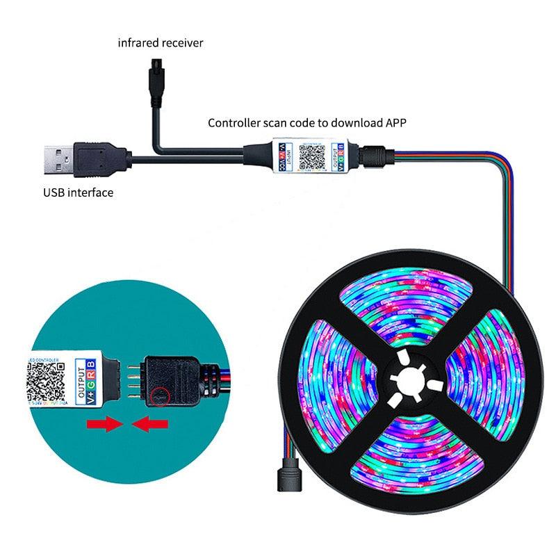 LED Lichtleisten Set RGB Bunt USB Bluetooth App - Miseru