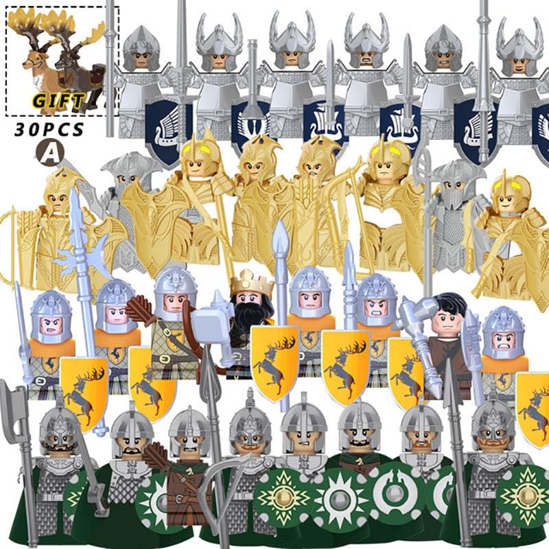 LEGO | Passendes Set mittelalterliche Ritter, Militär, Elfe, Soldat, Kriegspferd, Dickhornhirsch, Block, Spielzeug für Kinder - Miseru