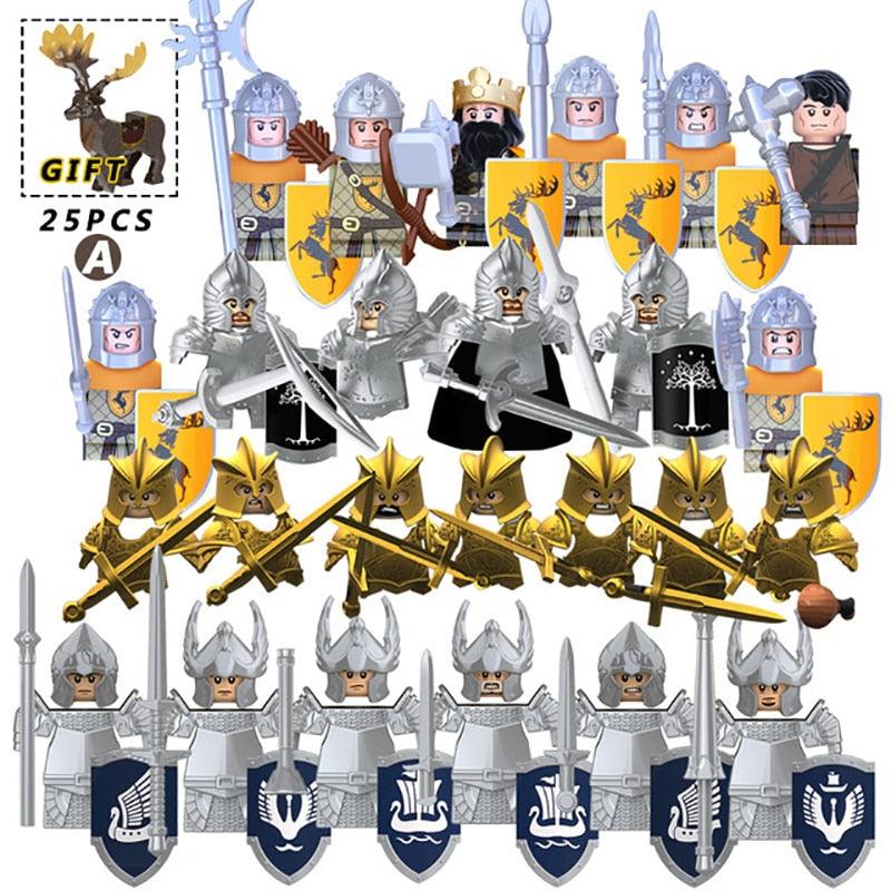 LEGO | Passendes Set mittelalterliche Ritter, Militär, Elfe, Soldat, Kriegspferd, Dickhornhirsch, Block, Spielzeug für Kinder - Miseru