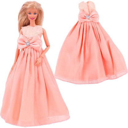 Fünfteiliger Anzug (1 Kleidungsstück + 4 Schmuckaccessoires) Elegantes blaues Abendkleid, geeignet für 30 cm große Barbies-Puppe - Miseru