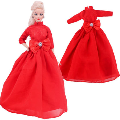 Fünfteiliger Anzug (1 Kleidungsstück + 4 Schmuckaccessoires) Elegantes blaues Abendkleid, geeignet für 30 cm große Barbies-Puppe - Miseru