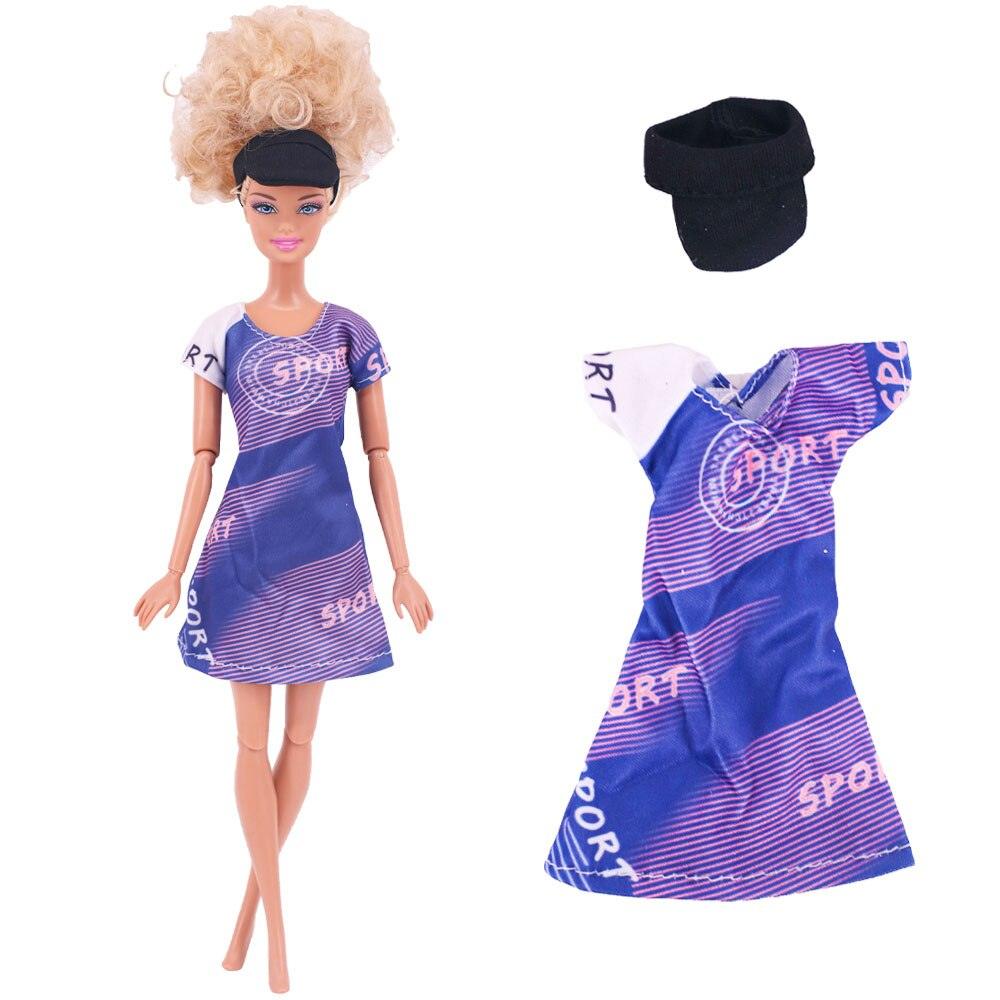 Fünfteiliger Anzug (1 Kleidungsstück + 4 Schmuckaccessoires) Elegantes blaues Abendkleid, geeignet für 30 cm große Barbies-Puppe - Miseru