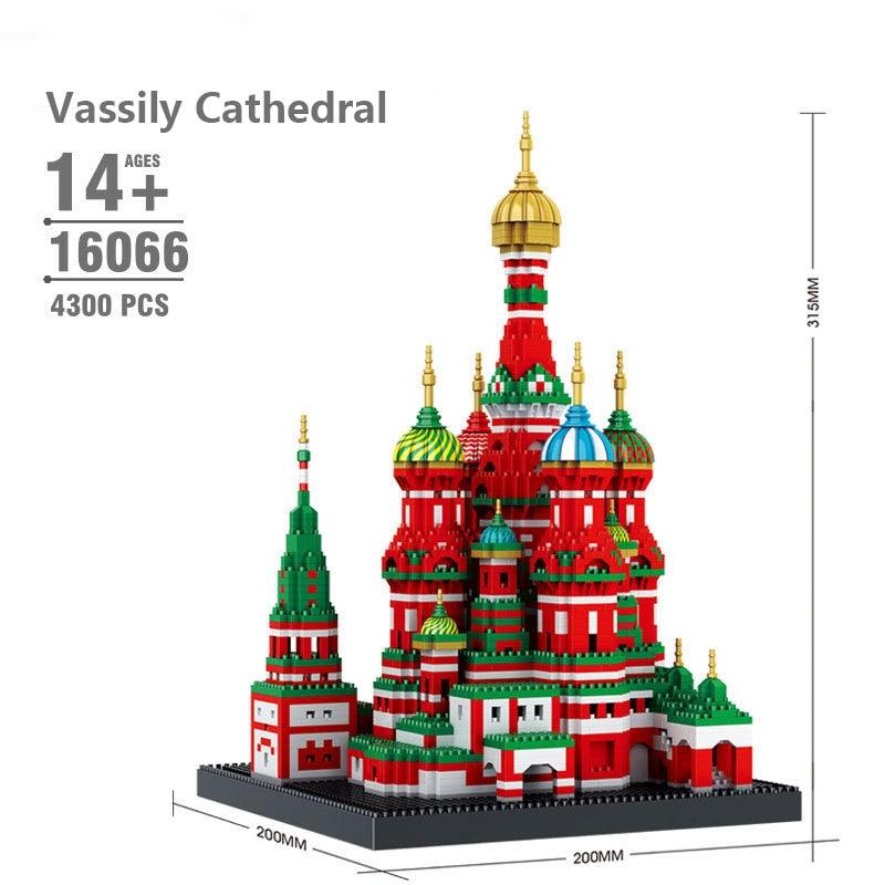 LEGO | Stadtarchitektur Freiheitsstatue Big Ben Eiffelturm Mikro-Bausteinpaar Moskau London Kathedrale Diamant-Konstruktionsspielzeug - Miseru