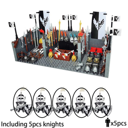 LEGO | Mittelalter Militär Ritter Waffen Haus Baustein Spielzeug Jungen Arsenal Klassischer Ziegel Mittelalterliches Waffendepot Geburtstagsgeschenk - Miseru