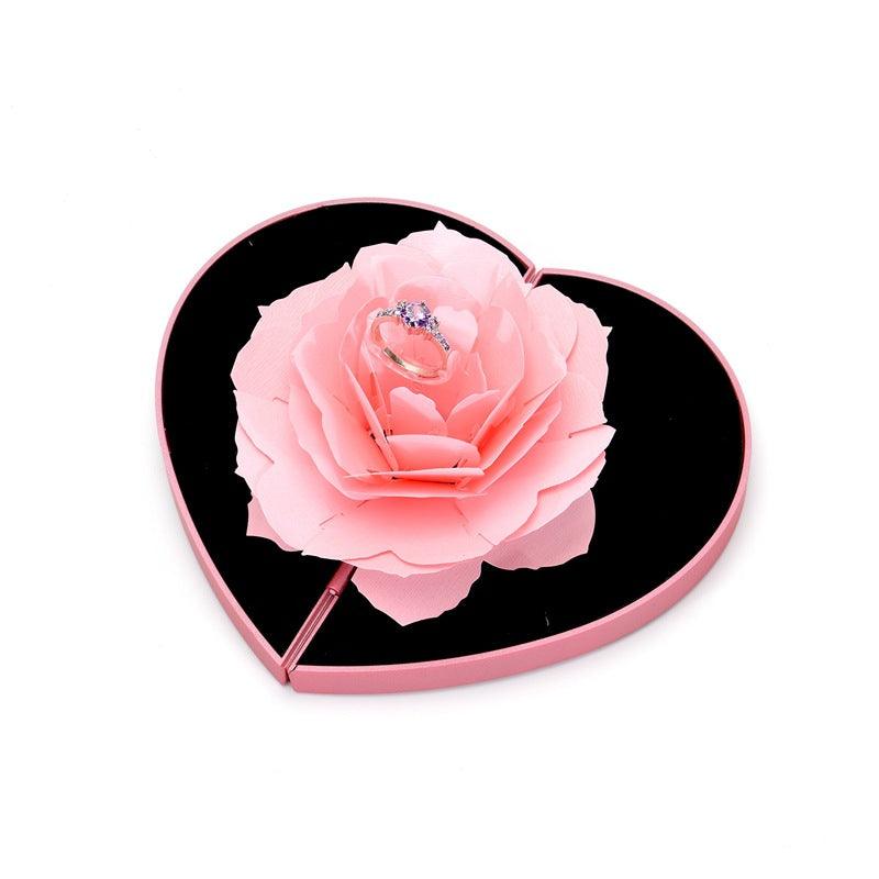 Herz-shaped Rose Blume Rotierenden Ring Box - Miseru