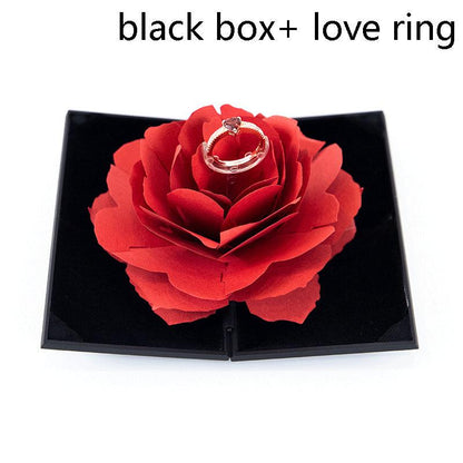 Herz-shaped Rose Blume Rotierenden Ring Box - Miseru