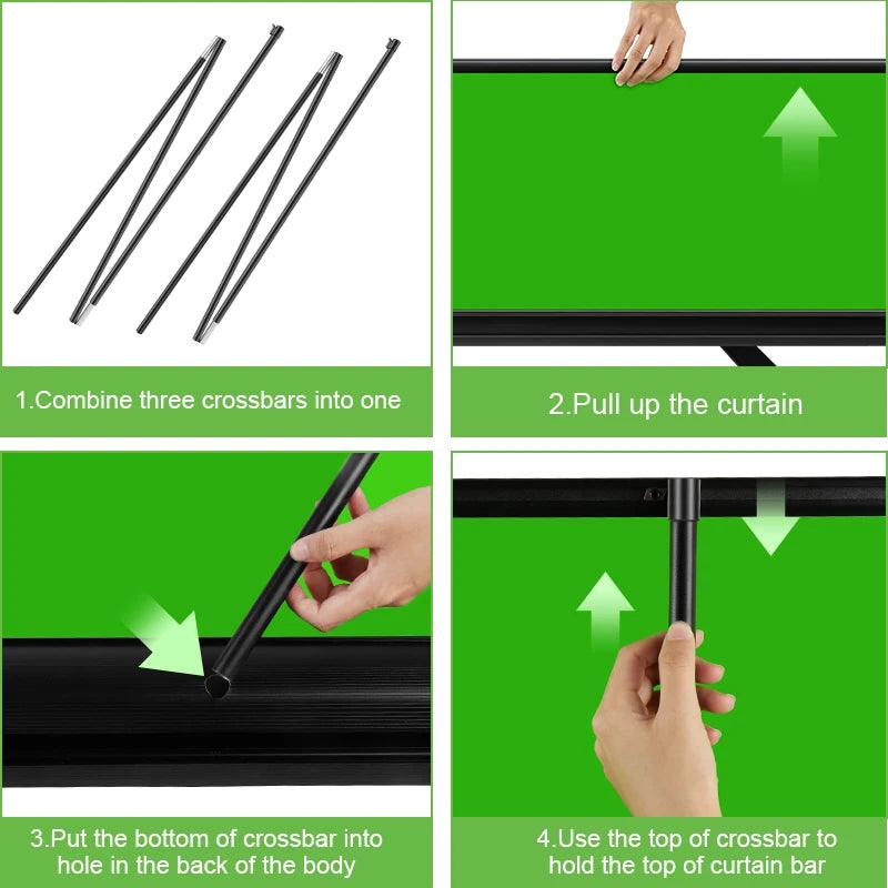 PYNSSEU 150 cm * 200 cm Hintergrund, zusammenklappbarer Green-Screen-Chromakey-Hintergrund, Klimmständer für YouTube-Videospiele, virtuelles Studio - Miseru