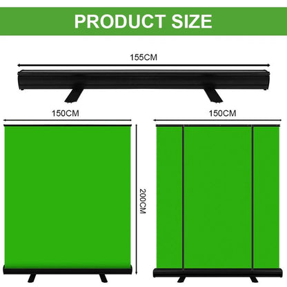 PYNSSEU 150 cm * 200 cm Hintergrund, zusammenklappbarer Green-Screen-Chromakey-Hintergrund, Klimmständer für YouTube-Videospiele, virtuelles Studio - Miseru