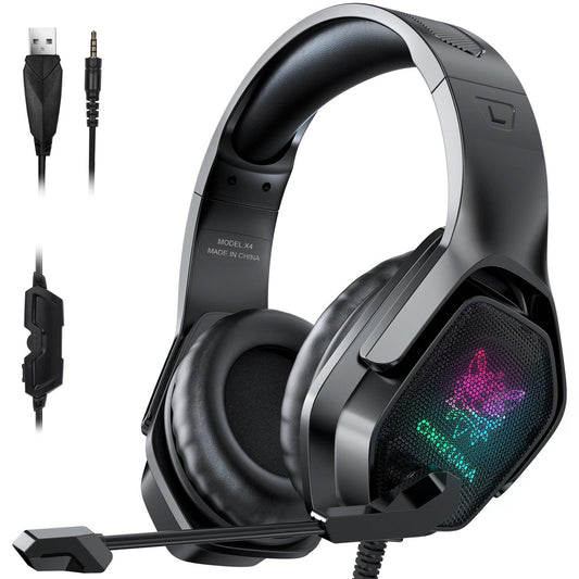 ONIKUMA X4 Gaming Headset kabelgebundene Stereo-Bass-Kopfhörer mit Mikrofon LED-Kopfhörer für PC Laptop Tablet PS4 Casque - Miseru