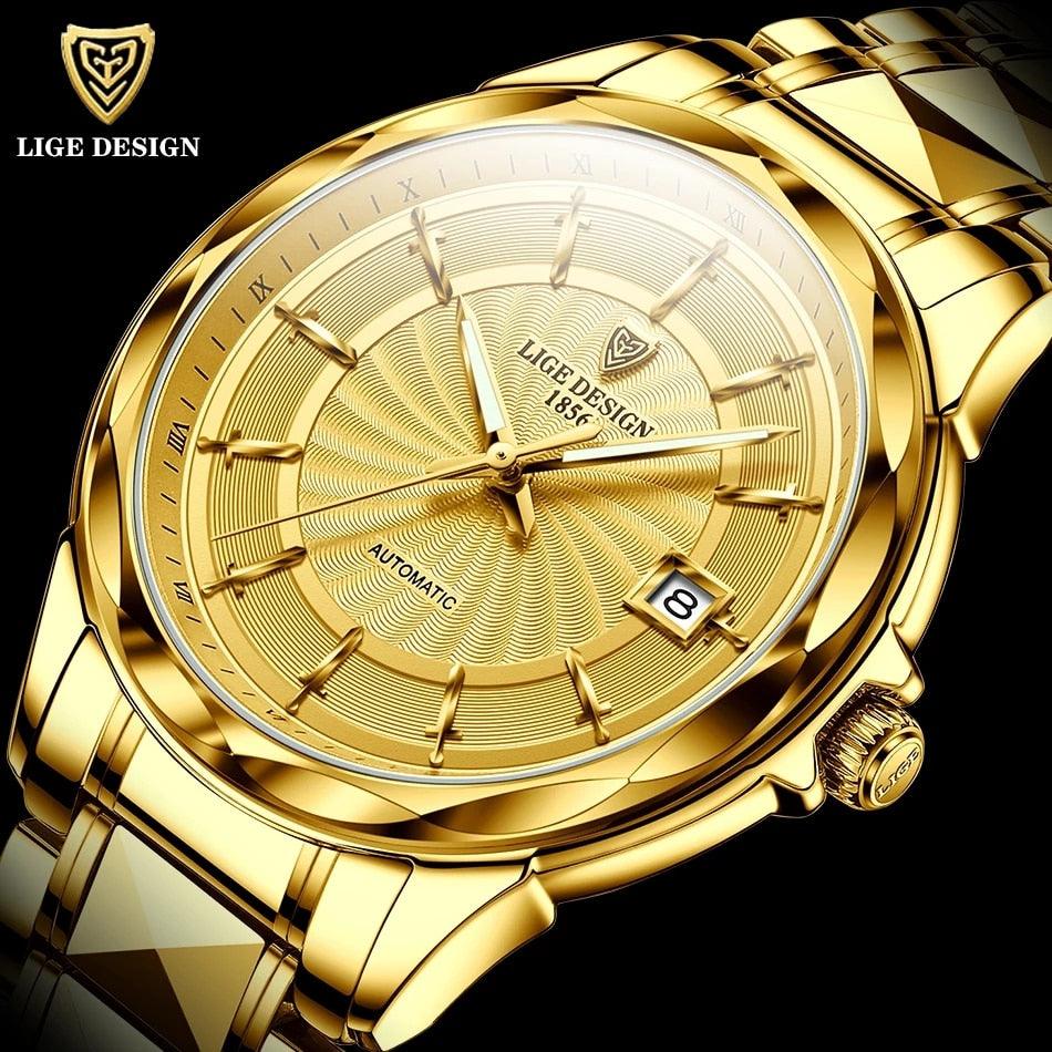 LIGE |Mens Automatische Mechanische Uhren Luxus Marke Business Wolfram Stahl Wasserdichte Armbanduhr Männer Mode Uhr reloj hombre - Miseru