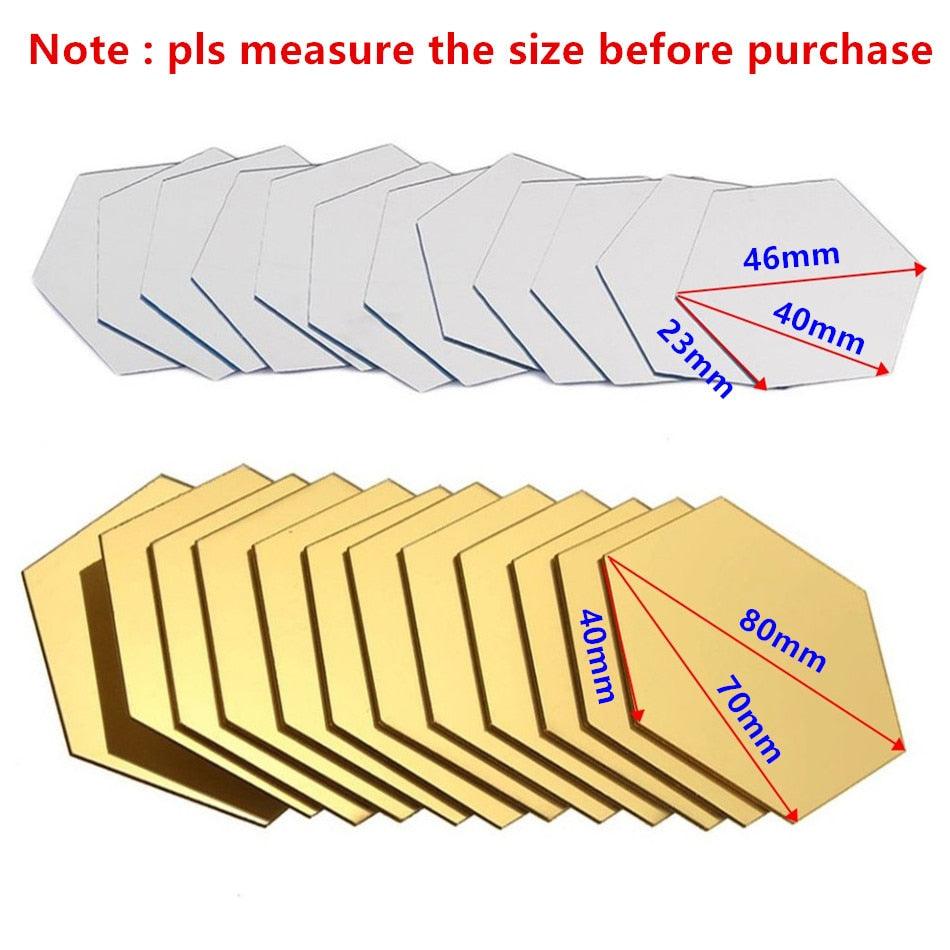 24 x Sechseck-Spiegelaufkleber Gold Haus Dekoration - Miseru