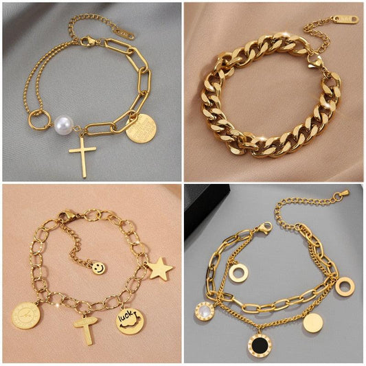 Armband Kreuze & Sterne Gold Geschenke für Frauen - Miseru